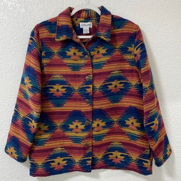 VTG Alfred Dunner tapestry Aztec Southwestern Print Blazer jacket cardigan 12 - Picture 1 of 12